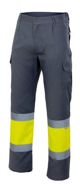 PANTALON MULTIBOLSILLO ALTA VISIBILIDAD GRIS AMARILLO TALLA L VELILLA SERIE 157