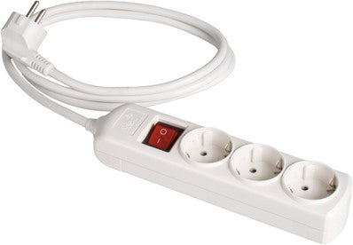 Base múltiple 5 tomas, blanco, con interruptor, cable 3m, 3x1,5mm - Brico  Profesional