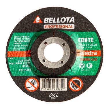 DISCO CORTE PIEDRA + ALU 115 MM BELLOTA