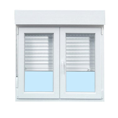 VENTANA PVC OSCILOBATIENTE CON PERSIANA BLANCA 100X115CM