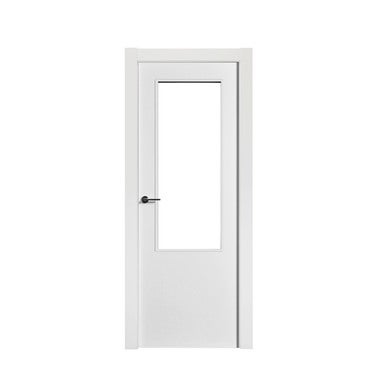 PUERTA INTERIOR EN BLOCK LISA LACADA BLANCA VIDRIADA 70,5 CM ALTO 211 CM DERECHA