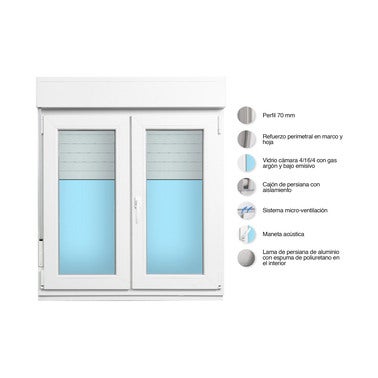 Ventana PVC De 500x1000 Mm, Oscilobatiente Derecha, Vidrio Mate, Perfil 70 Mm, A+++
