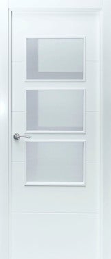 Bricomart PUERTA ABATIBLE EN BLOCK LACADA BLANCA 72 5CM ACRISTALADA DERECHA