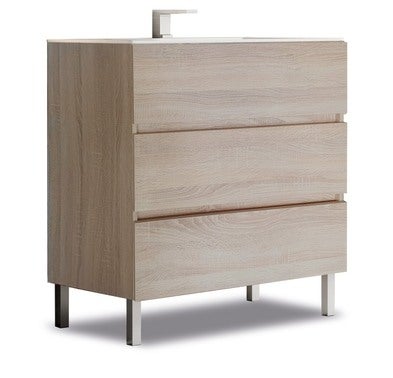 Bricomart MUEBLE DE BAÑO BOSTON ROBLE 100X45CM 3 CAJONES