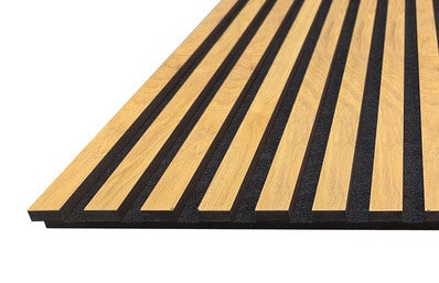 Paneles acústicos de madera maciza de pino 2600 x 400 mm - teka-aceite