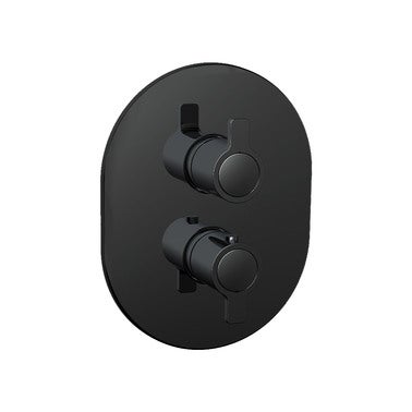 Bricomart GRIFO DE DUCHA EMPOTRADO TERMOSTÁTICO REDONDO NEGRO