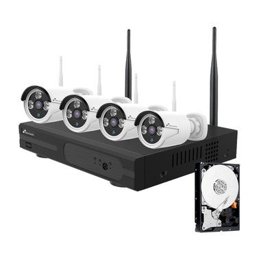 KIT GRABADOR CCTV WIFI 4 CANALES + 4 CAMARAS EXTERIOR + 1TB