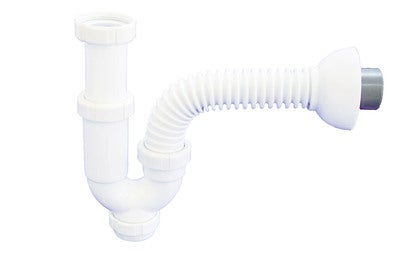 Sifón flexible blanco para lavabo 11/4 x diámetro 32 - 40 mm