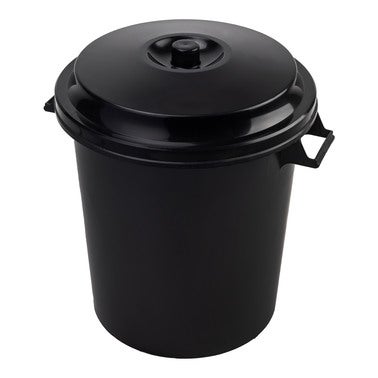 CUBO DE BASURA CON TAPA NEGRA 50L