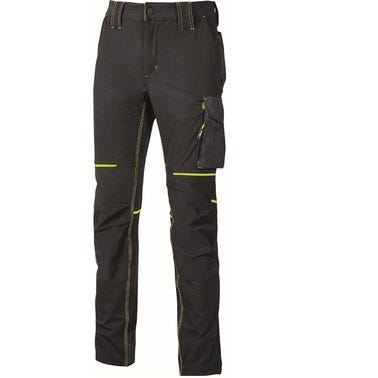 PANTALON DE TRABAJO MULTIBOLSILLOS ELASTICO NEGRO AMARILLO TALLA XL UPOWER