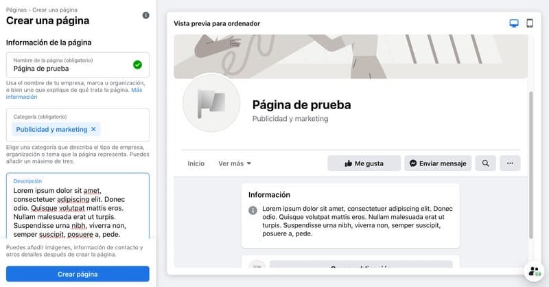 configurar pagina de facebook paso a paso